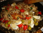 Pan Fried Chicken with Rice and Olives